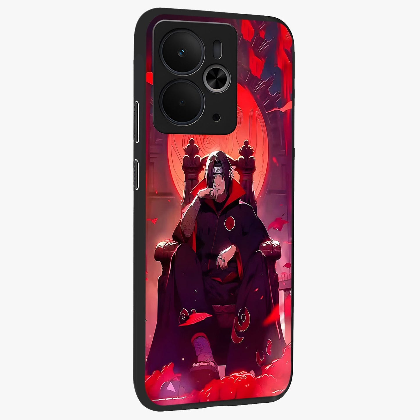 Blood Moon Sovereign Glass Case upright view showcasing powerful moon inspired artwork with cosmic aesthetic style.