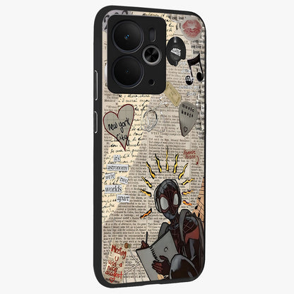 City Dream Sketch Glass Case upright view showcasing urban skyline artwork with stylish hand drawn design.