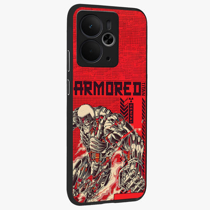 Crimson Mecha Titan Glass Case upright view showcasing dynamic robotic titan design with sci-fi inspired theme.