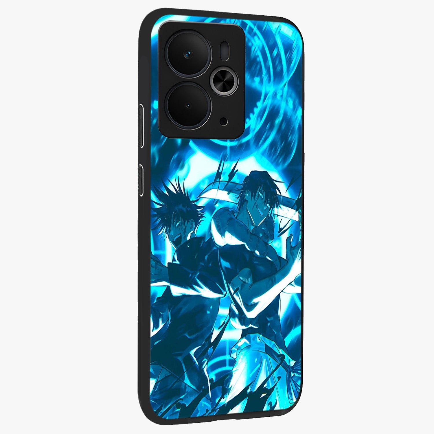 Cursed Energy Clash Glass Case upright view showcasing dramatic clash artwork with bold supernatural theme.
