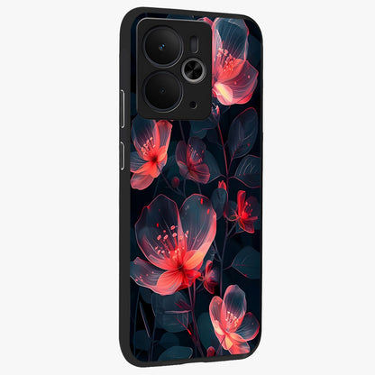 Dark Shade of Flower Glass Case upright view showcasing delicate flower artwork with rich dark floral theme.