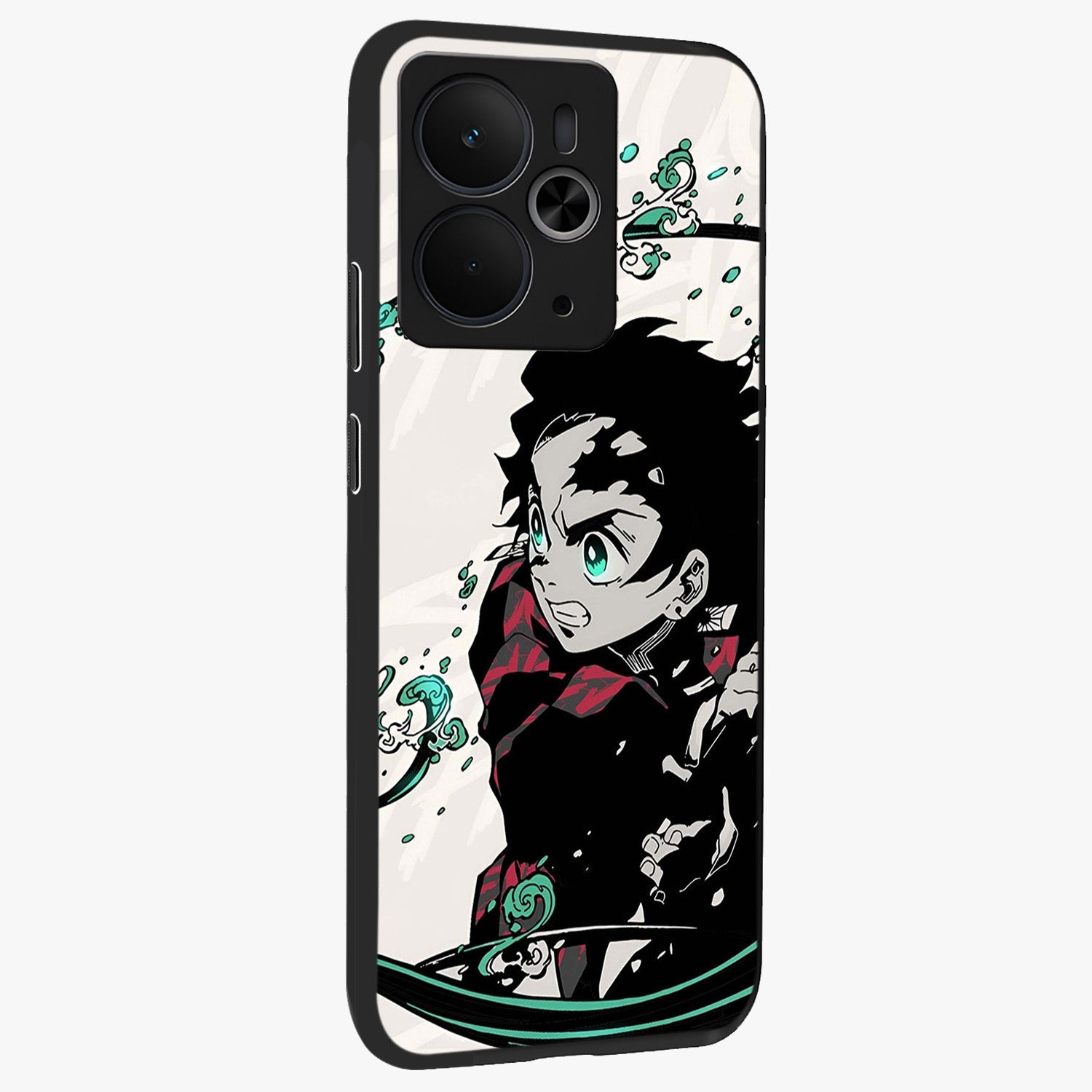 Demon Slayer Glass Case upright view showcasing powerful anime artwork with intense warrior theme.