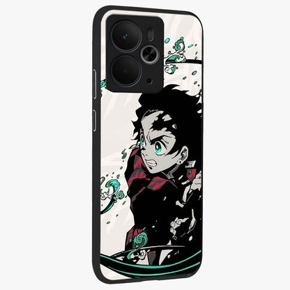Demon Slayer Glass Case upright view showcasing powerful anime artwork with intense warrior theme.