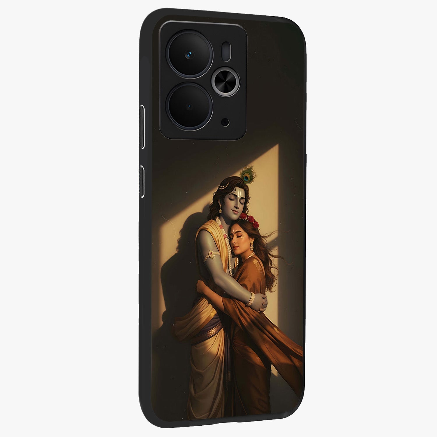 Divine Eternal Love Glass Case upright view showcasing graceful spiritual artwork with eternal love theme.