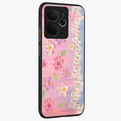 Dreamy Painted Garden Glass Case upright view showcasing vibrant floral garden artwork with artistic nature theme.