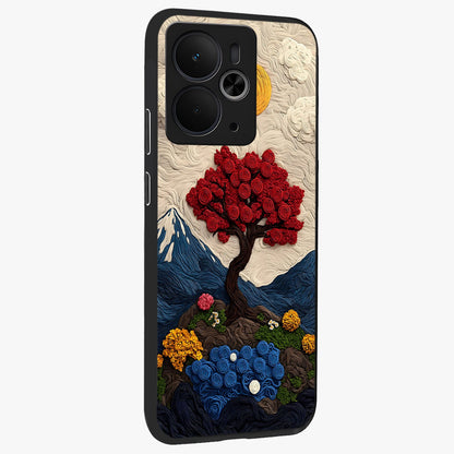 Eternal Nature Tapestry Glass Case upright view showcasing elegant nature tapestry design with decorative style.