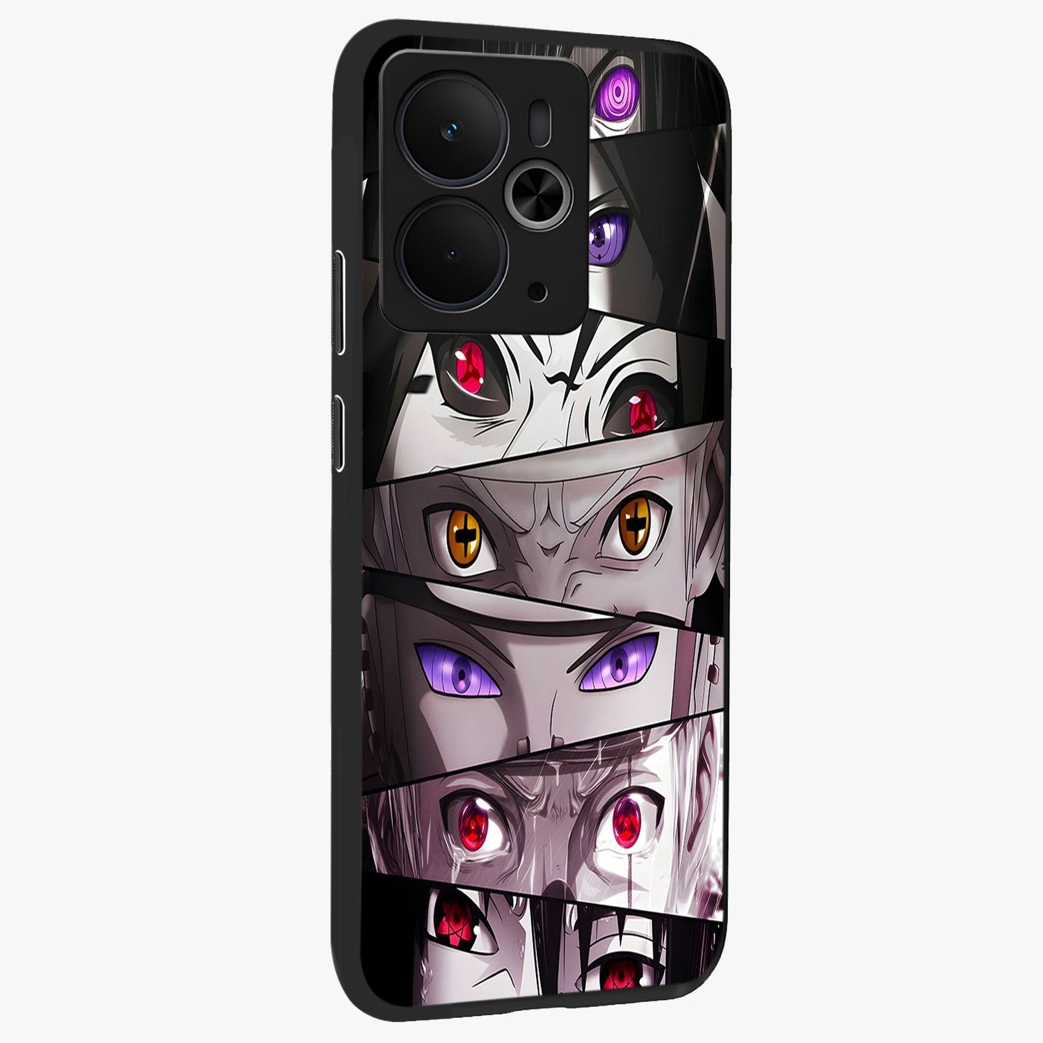 Eyes of Destiny Glass Case upright view showcasing symbolic eye artwork with dramatic artistic theme.