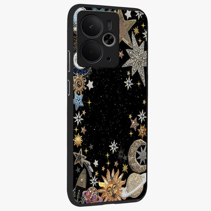 Galactic Jewel Stars Glass Case upright view showcasing glittering star jewel artwork with vibrant galaxy theme.