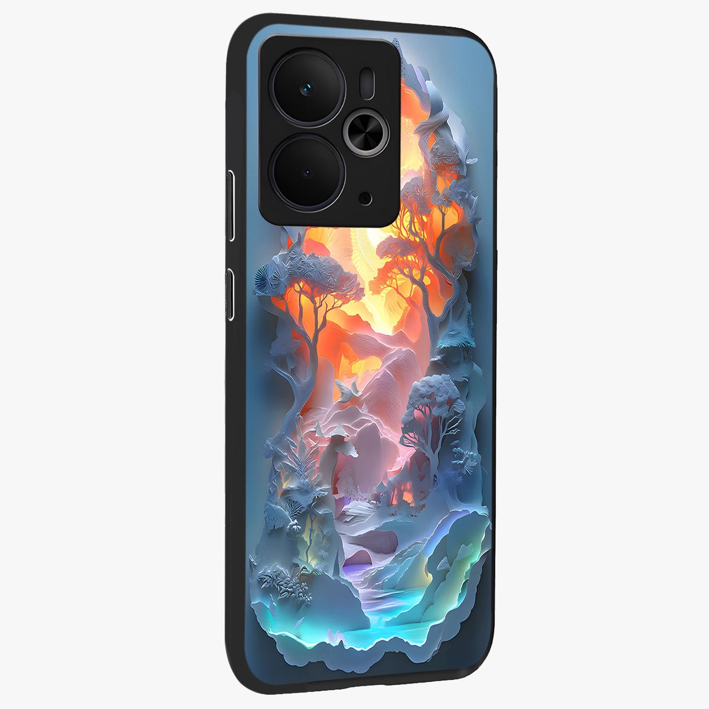 Glow Forest Portal Glass Case upright view showcasing enchanted forest portal artwork with fantasy nature theme.