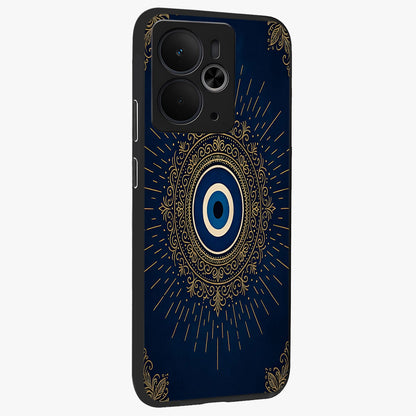 Golden Celestial Charm Glass Case upright view showcasing radiant celestial artwork with elegant golden theme.