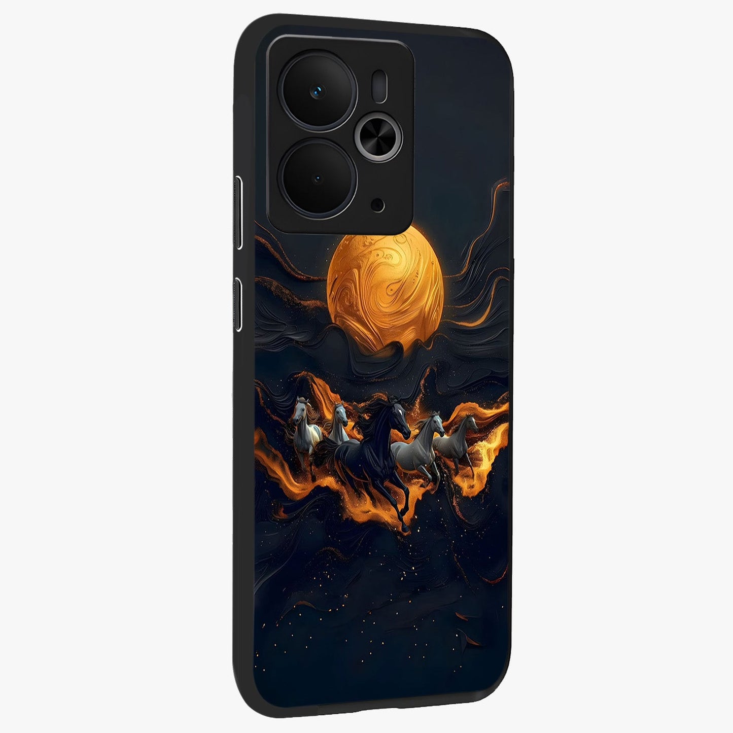 Golden Royal Heritage Glass Case upright view showcasing elegant royal artwork with classic heritage theme.