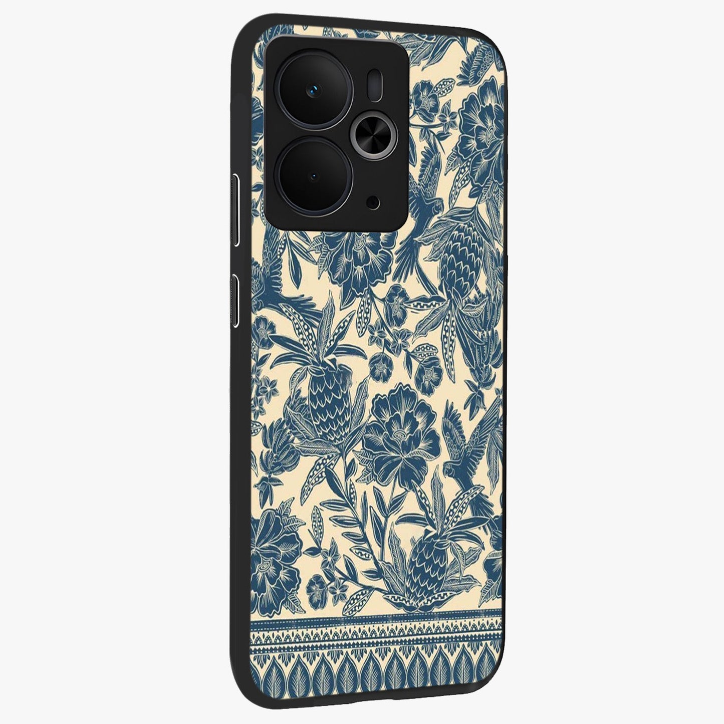 Heirloom Wild Bloom Glass Case upright view showcasing delicate wildflower artwork with timeless floral theme.