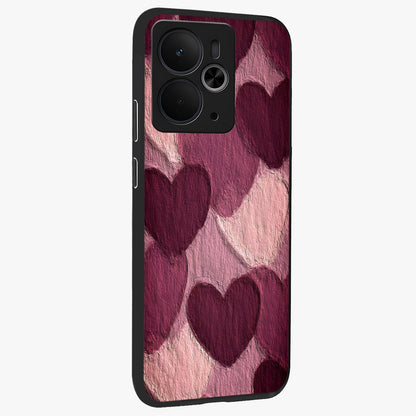 Layered Paper Hearts Glass Case upright view showcasing decorative layered heart artwork with sweet love theme.