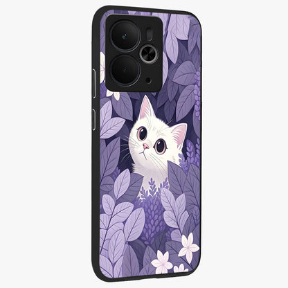 Lilac Hide Peek Cat Glass Case upright view showcasing charming cat artwork with adorable peek theme.