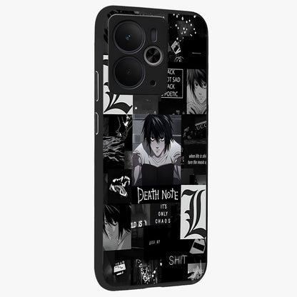 Midnight Chaos Mind Glass Case upright view showcasing expressive abstract artwork with bold dark theme.