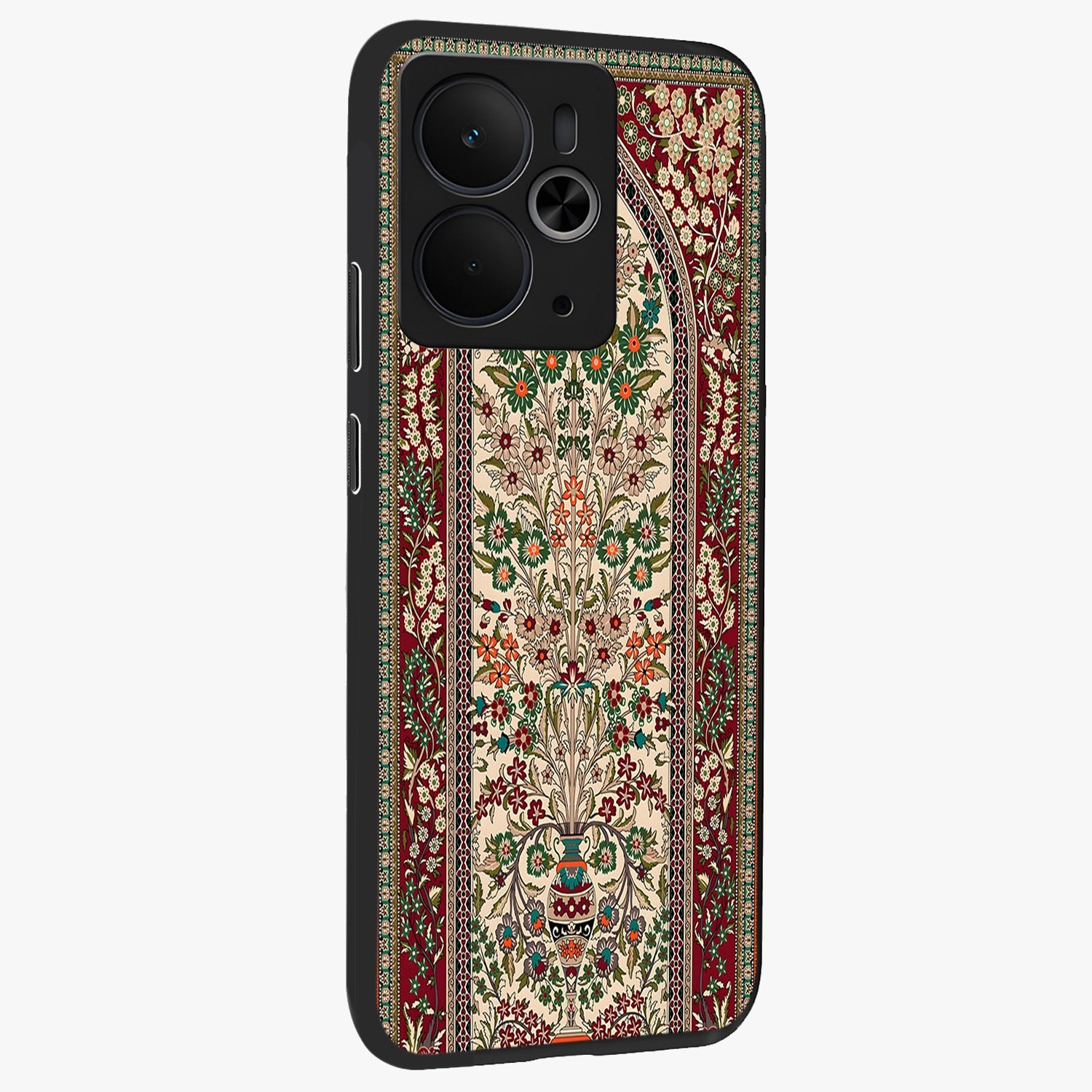 Persian Inspired Glass Case upright view showcasing decorative Persian artwork with rich heritage theme.