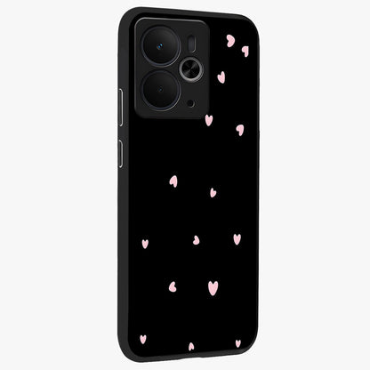 Pink Love Drops Glass Case upright view showcasing charming heart drop artwork with romantic playful theme.