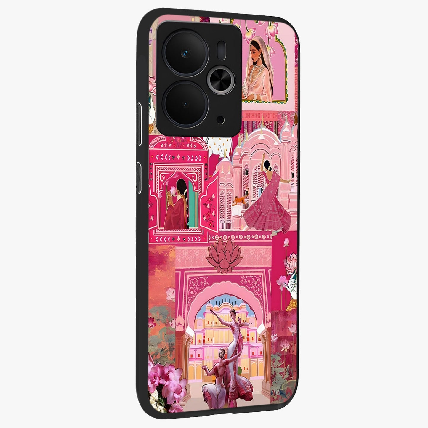 Pink Palace Muse Glass Case upright view showcasing artistic palace artwork with graceful royal theme.