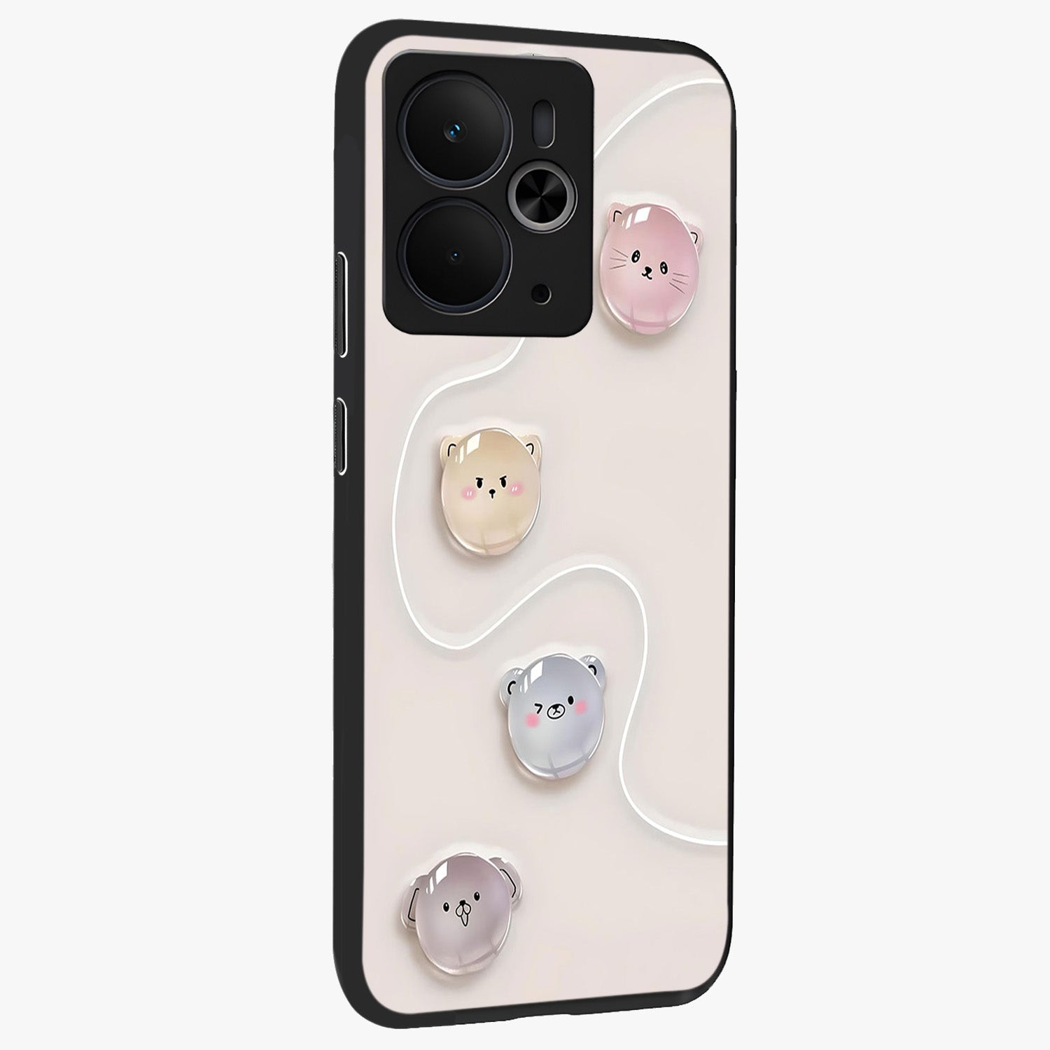 Puffy Face Parade Glass Case upright view showcasing adorable character artwork with cheerful animated theme.