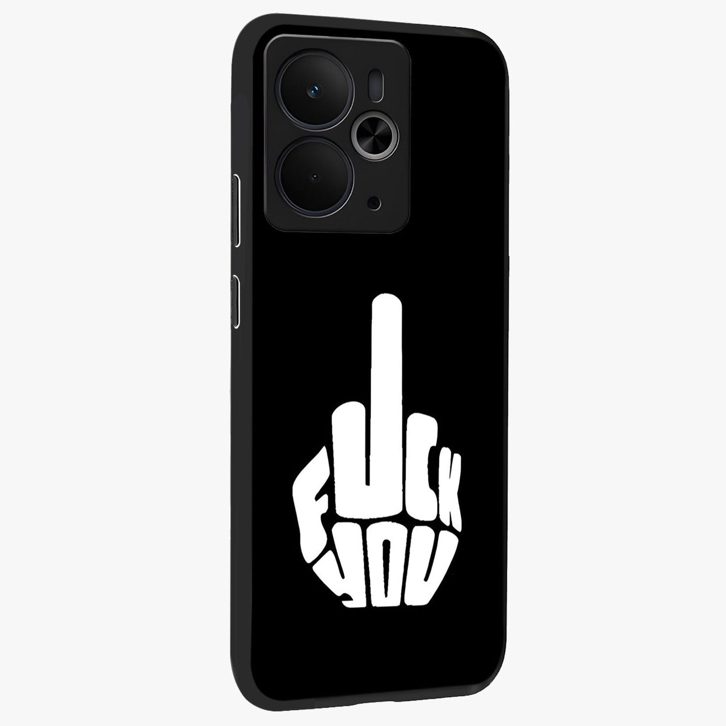 Rebel Mode On Glass Case upright view showcasing striking statement artwork with bold rebellious theme.