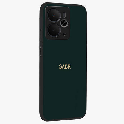 Sabr Minimal Patience Glass Case upright view showcasing calm minimalist artwork with motivational patience theme.