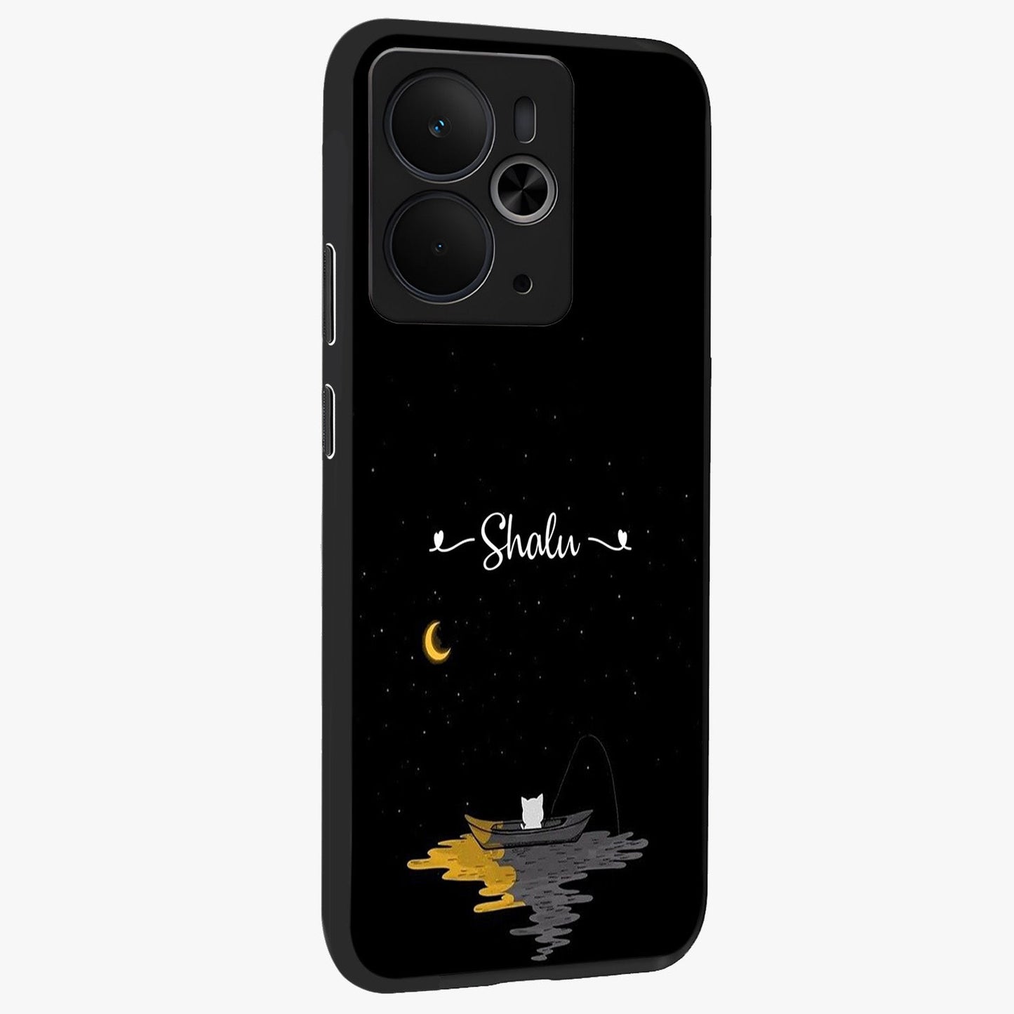 Silent Night Row Glass Case upright view showcasing tranquil night artwork with serene landscape theme.