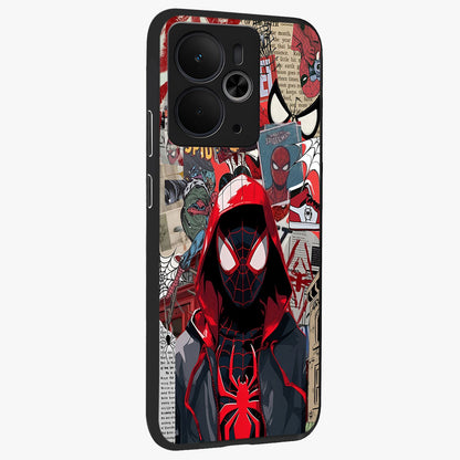 Spider Collage Street Glass Case upright view showcasing bold superhero artwork with urban street theme.