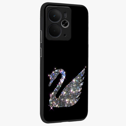 Starlit Swan Grace Glass Case upright view showcasing beautiful swan artwork with peaceful night themed design.