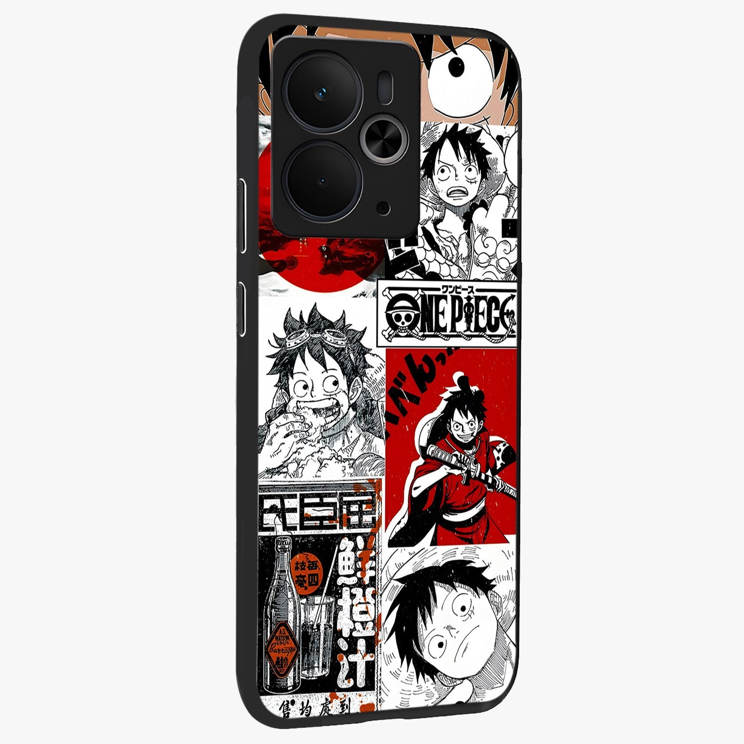 Strawhat Chaos Panels Glass Case upright view showcasing energetic anime artwork with bold adventure theme.