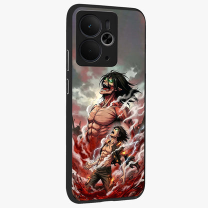 Titan Awakening Fury Glass Case upright view showcasing intense titan artwork with epic fantasy theme.