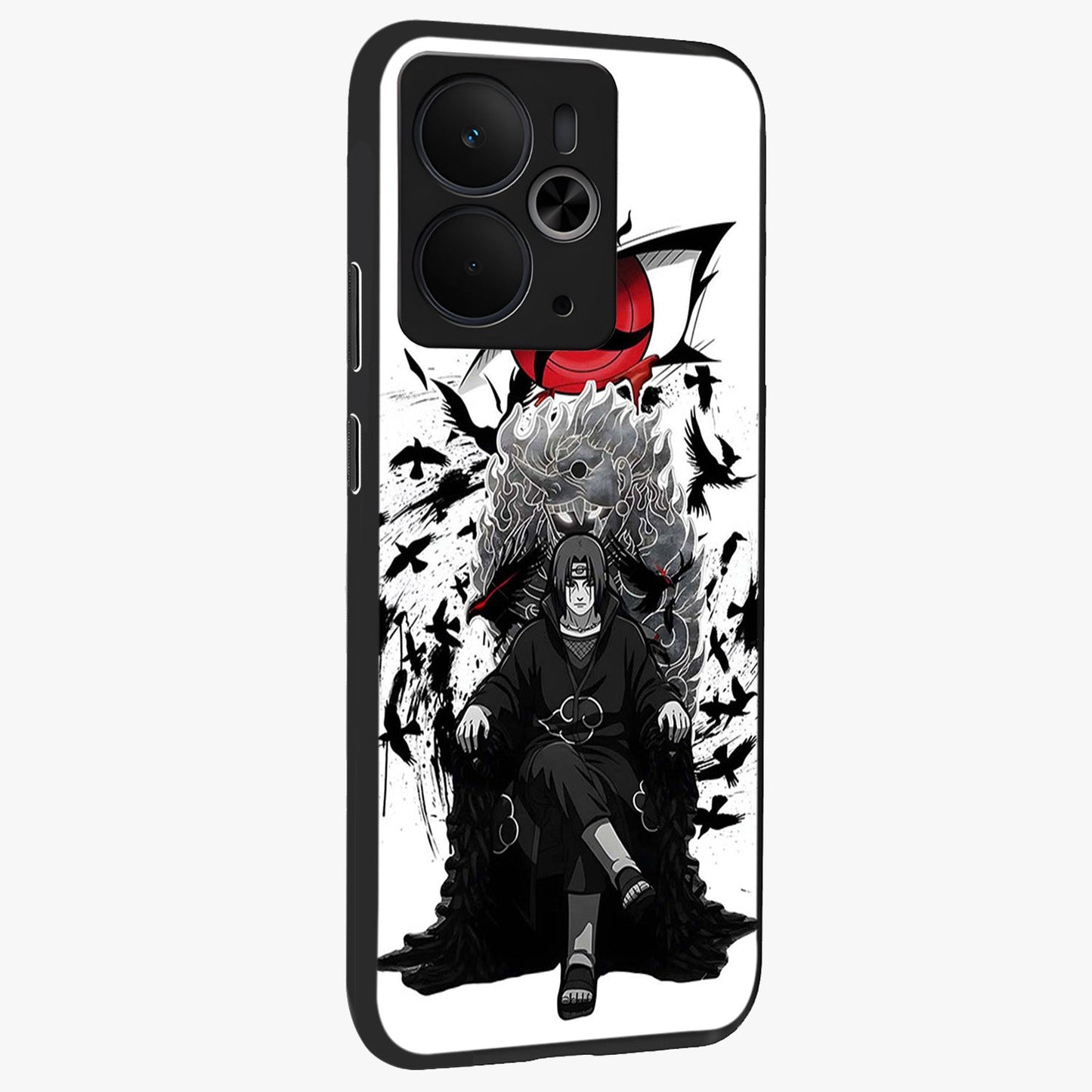 Uchiha Shadow Throne Glass Case upright view showcasing magical underwater galaxy artwork with vibrant cosmic theme.