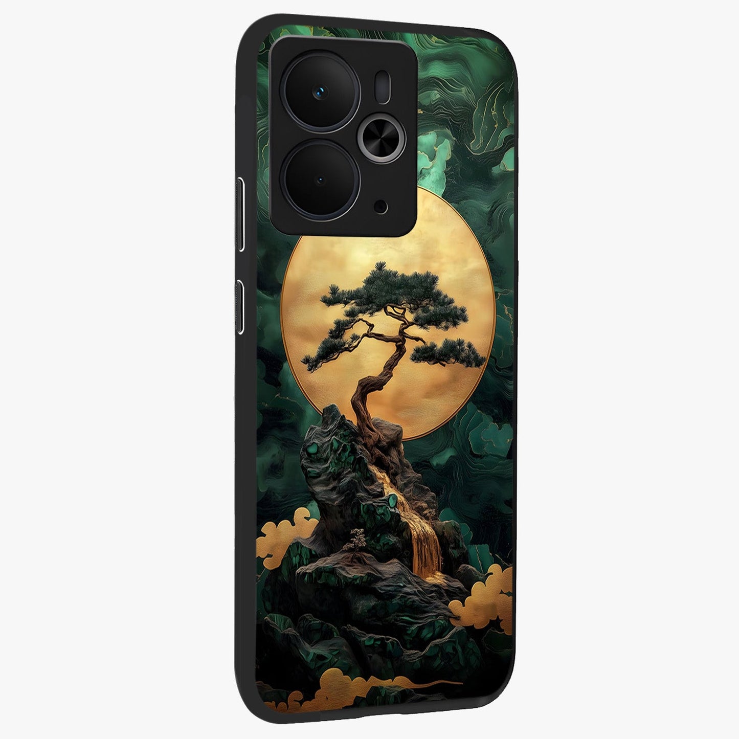 Zen Moon Rise Glass Case upright view showcasing serene moon artwork with tranquil night theme.