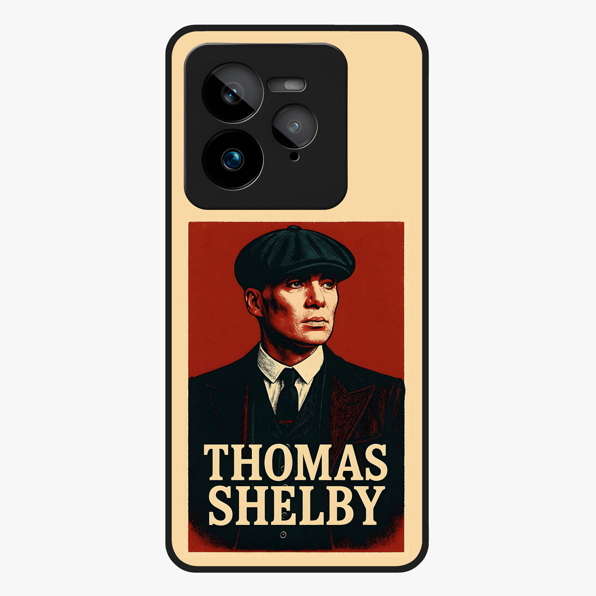 Vintage Mafia Authority Glass Case showing flat back view with bold vintage mafia inspired artwork and glossy glass finish.