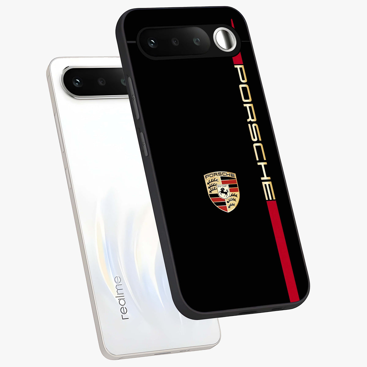 Black Minimal Porsche Glass Case For Realme 16 5G