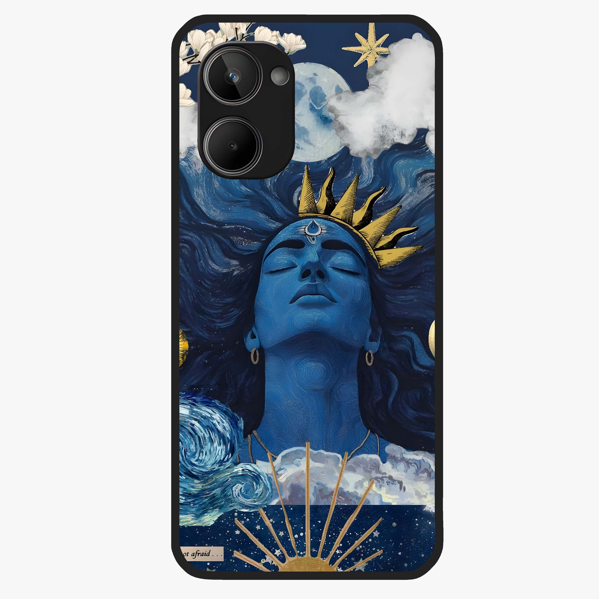 Aesthetic Lord Shiva Glass Case showing flat back view with divine Shiva artwork and glossy glass finish.