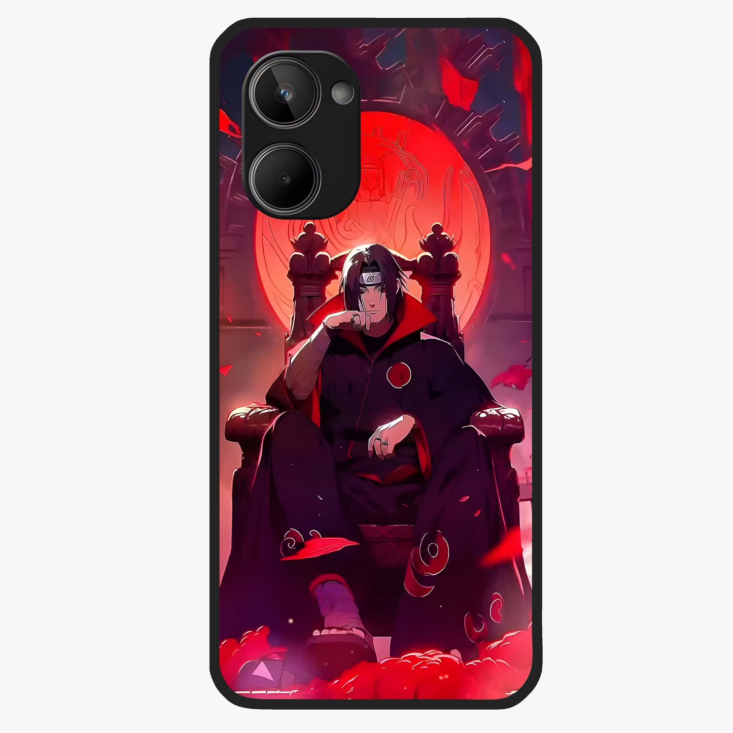 Blood Moon Sovereign Glass Case showing flat back view with mystical blood moon artwork and glossy glass finish.