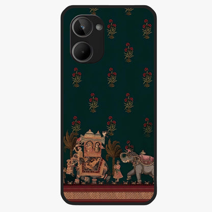 Macmerise Glass Case showing flat back view with stylish modern artwork and glossy glass finish.