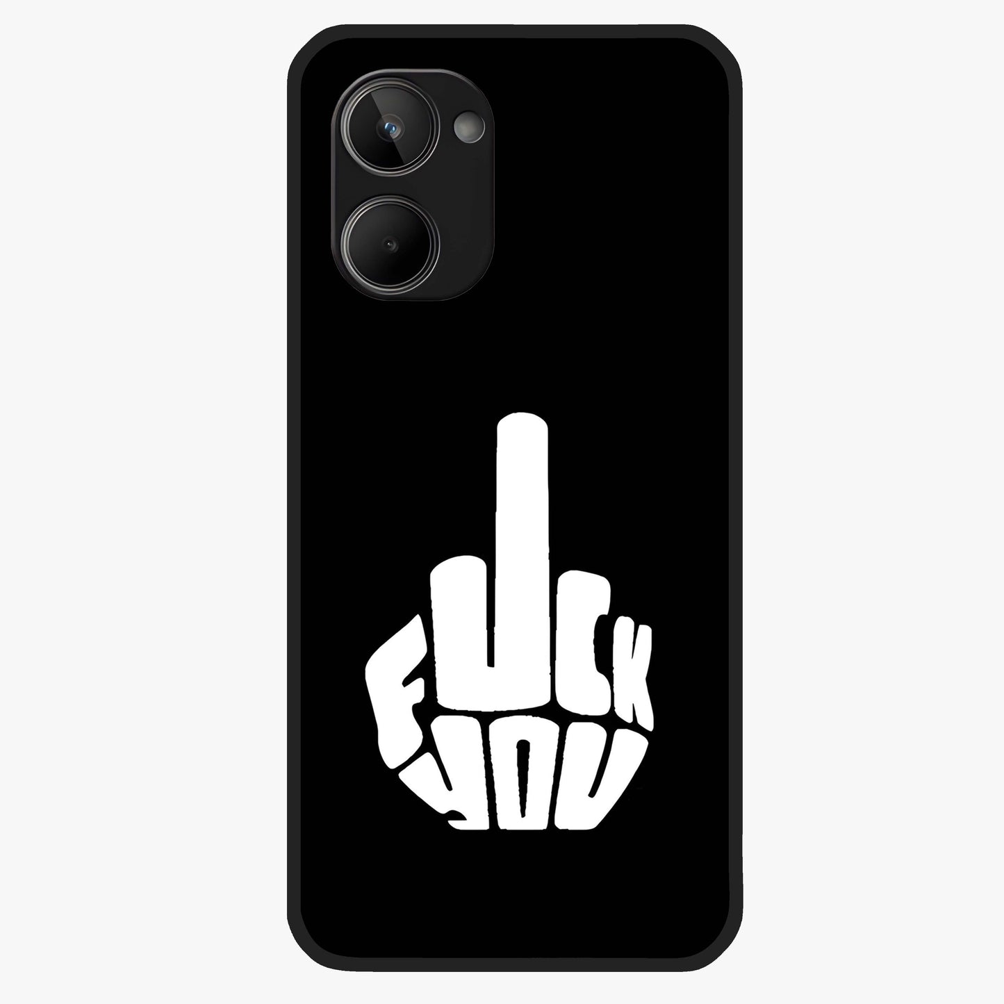 Rebel Mode On Glass Case showing flat back view with bold rebellious typography artwork and glossy glass finish.