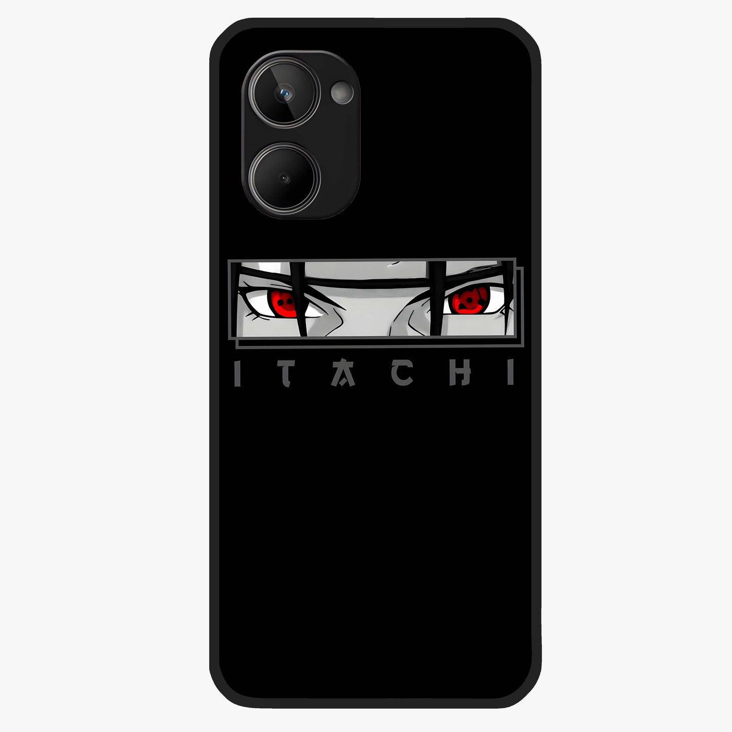Scarlet Gaze Dominance Glass Case showing flat back view with striking red themed artwork and glossy glass finish.