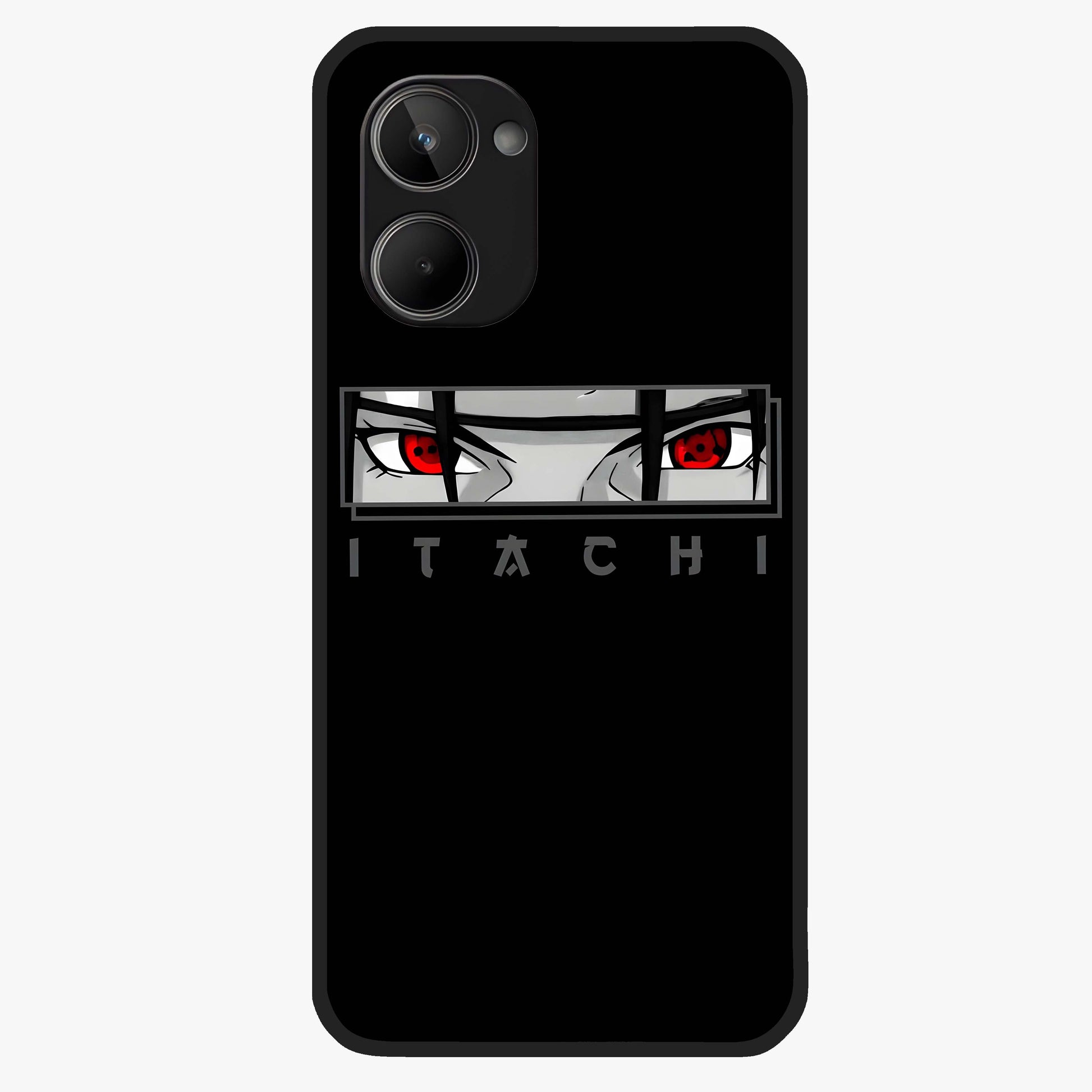 Scarlet Gaze Dominance Glass Case showing flat back view with striking red themed artwork and glossy glass finish.