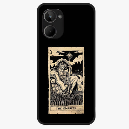 The Empress Glass Case showing flat back view with regal feminine artwork and glossy glass finish.