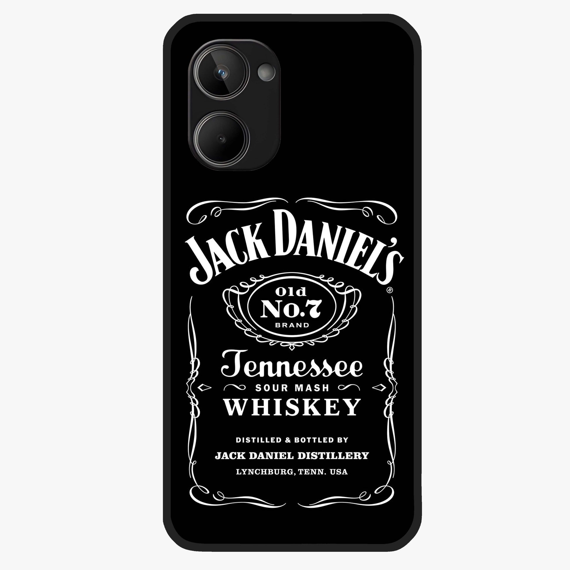 Vintage Whiskey Heritage Glass Case showing flat back view with classic whiskey inspired artwork and glossy glass finish.