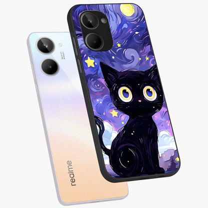 Abstract Cat Art Glass Case displayed in angled mockup highlighting modern abstract cat artwork and sleek glass surface.
