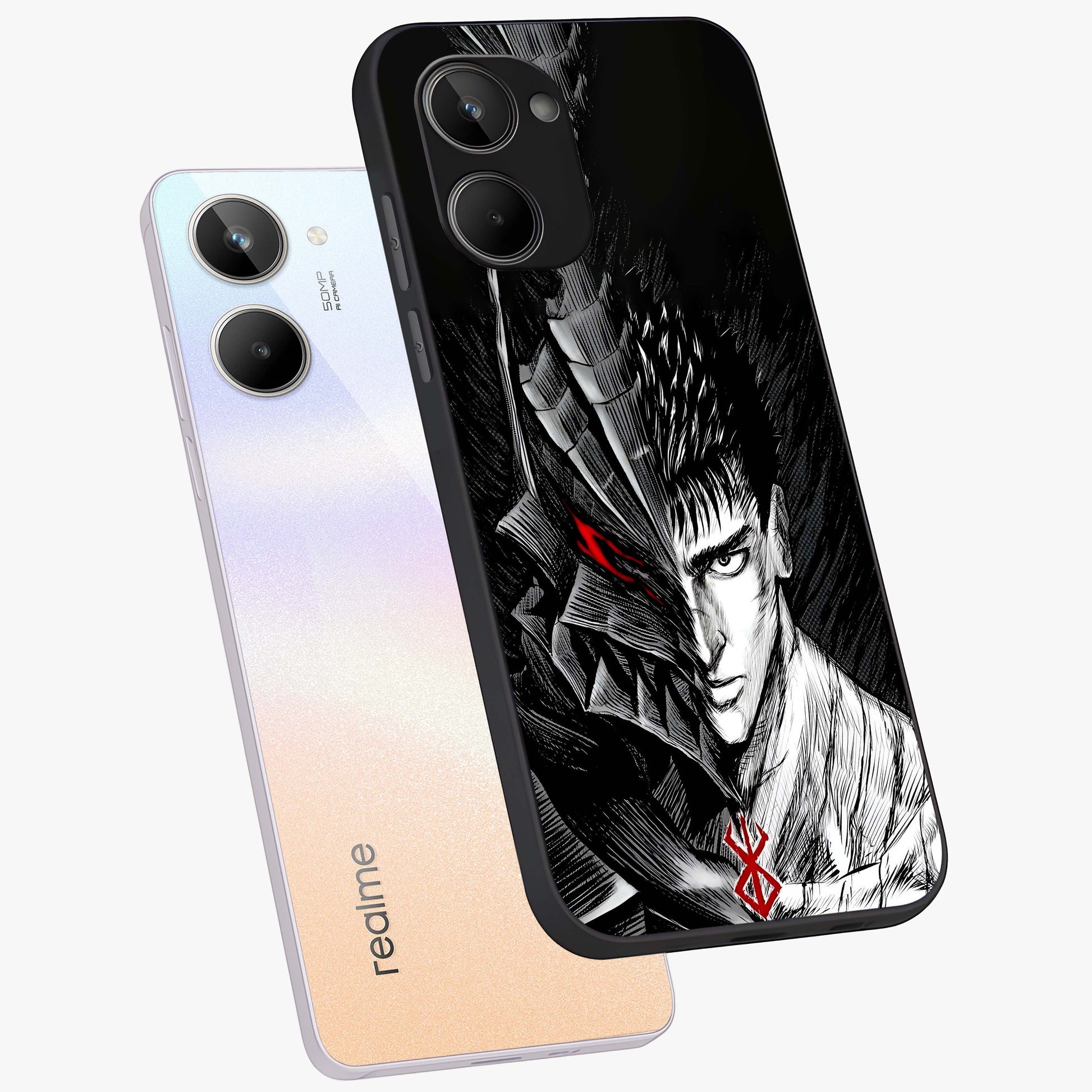 Berserker Blood Oath Glass Case displayed in angled mockup highlighting dark fantasy graphic design and powerful theme.