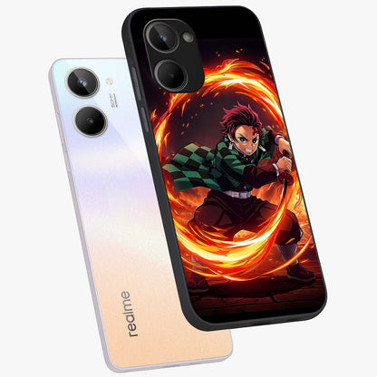 Blazing Sword Resolve Glass Case displayed in angled mockup highlighting powerful sword illustration and bold fantasy theme.