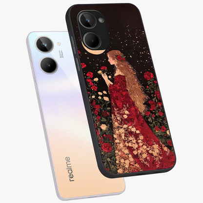 Crimson Dreams Glass Case displayed in angled mockup highlighting soft crimson aesthetic design with artistic theme.