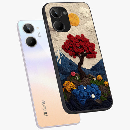 Eternal Nature Tapestry Glass Case displayed in angled mockup highlighting detailed botanical pattern with artistic aesthetic.