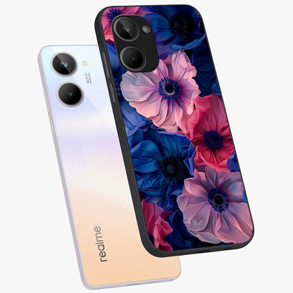 Flower Paper Art Pattern Glass Case displayed in angled mockup highlighting layered paper flower design with artistic aesthetic.