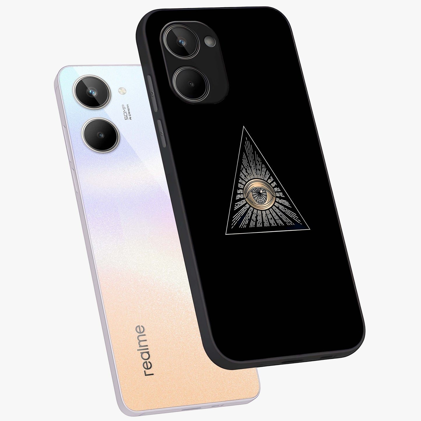 Illuminati Evil Glass Case displayed in angled mockup highlighting dark occult inspired design with bold aesthetic style.