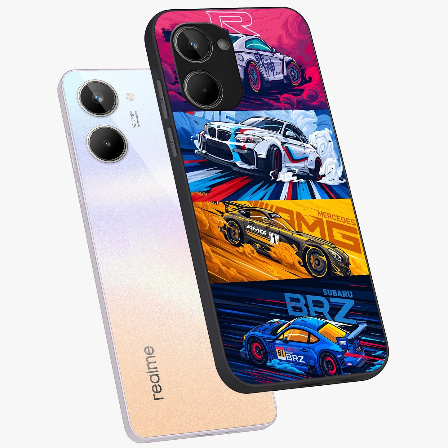 JDM Sports Car Glass Case displayed in angled mockup highlighting sleek Japanese racing car design with automotive aesthetic.